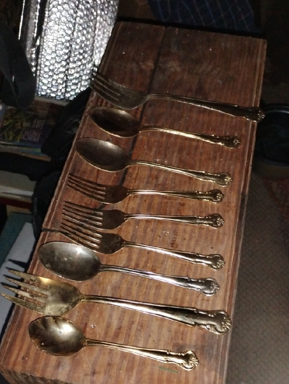 Gold-Tone Decorative Flatware Set - Classic Floral Handle
